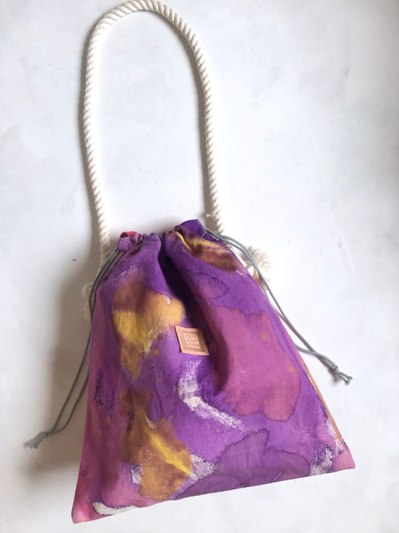bag / palette / purple / 手染めの帆布ショルダーバッグ 紫 コットン100% 4枚目の画像