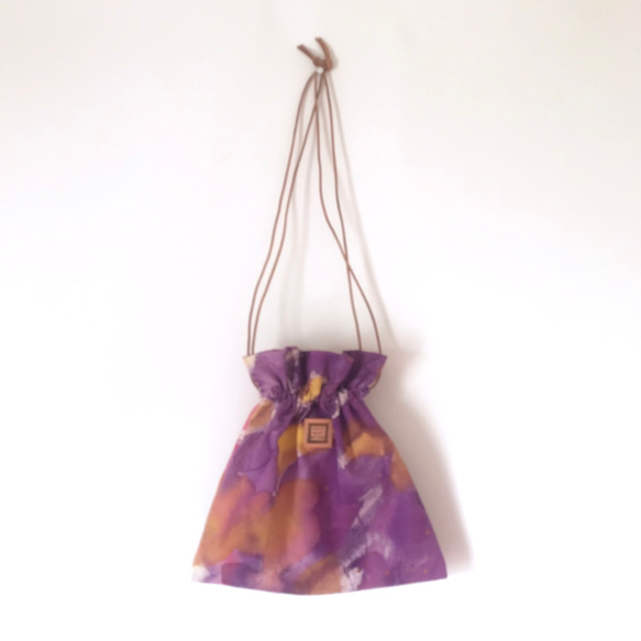 bag / 手染め帆布の革紐ショルダーバッグ / palette-purple 1枚目の画像