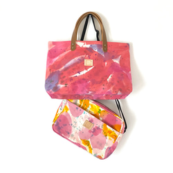 〈Creema限定夏の福袋〉手染めのキャンバストートバッグとショルダーバッグのお得なセット / pink 1枚目の画像