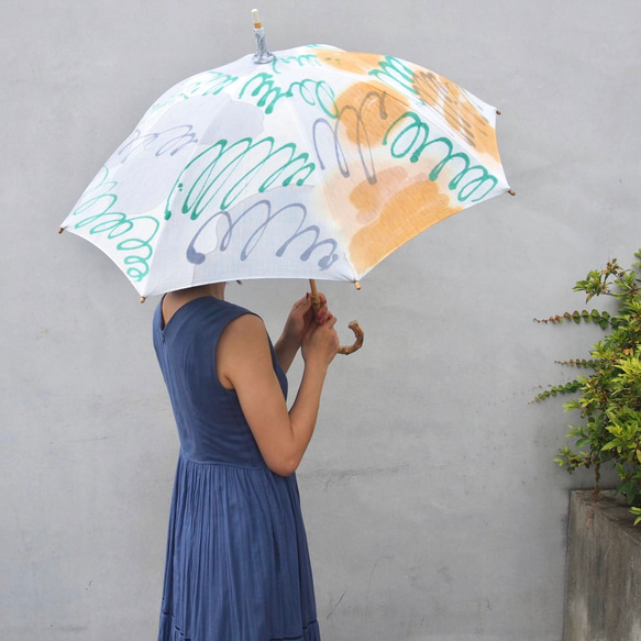 陽傘/手工染色陽傘和棉質陽傘/圓形 第9張的照片
