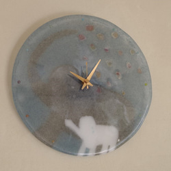 ゾウの親子のフュージングのガラスの掛け時計 8枚目の画像
