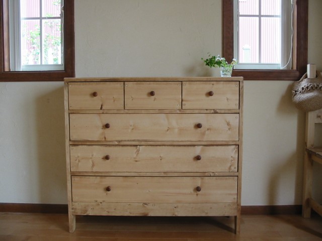 カントリー家具 アウトレット ワイドチェスト（6BOX） ミディアム