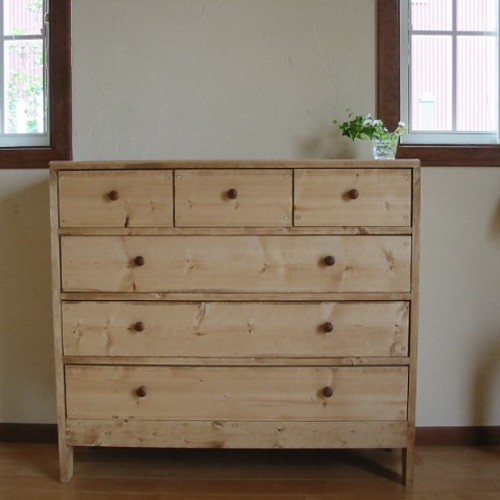 カントリー家具 アウトレット ワイドチェスト（6BOX） ミディアム