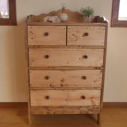 現品最終売り尽くし カントリー家具 飾りチェスト（5BOX）*ダーク