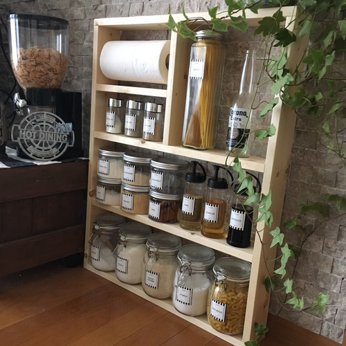 ▷▷調味料 スパイスラック キッチンペーパーホルダー付き パスタ瓶