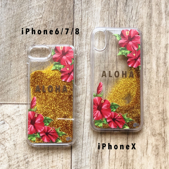 iPhoneケース Hibiscus/グリッター 4枚目の画像