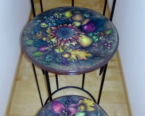 アッセンデルフト　トールペイント　サイドテーブル　ハンドメイド 0_7f1aeeaa340842ca0c5b66cb5f84