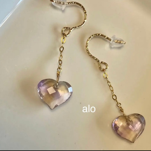 アメトリン ファセットハート 14kgf 天然石ピアス/イヤリング 高品質