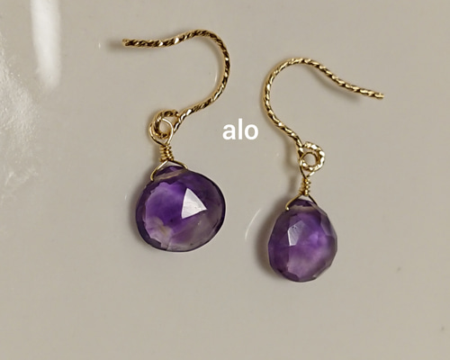 アメジストマロンのアメリカンチェーンピアス アメジストアメリカンチェーンピアス - ショップ mumu jewelry
