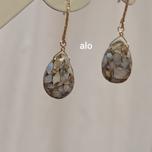 送料無料】14kgf 天然石 モハベオパールコッパーターコイズ ペア  