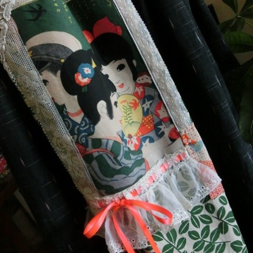 古布リメイク・スカート・「こほりみず」大正時代の氷屋さん・挿絵画家  