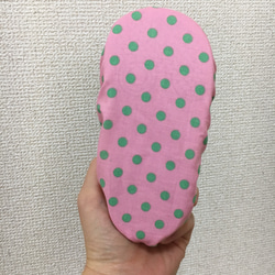 靴カバー☆ピンク×緑ドット 2枚目の画像