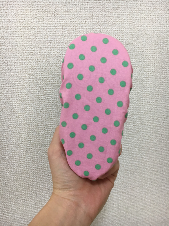 靴カバー☆ピンク×緑ドット 2枚目の画像