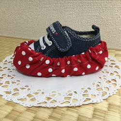 巾着付き靴カバー☆赤ドット 3枚目の画像