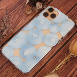 北欧 水彩の花 ソフトケース （クリア＆TPU 柔らか素材）iPhoneケース 透明 SE3 4枚目の画像