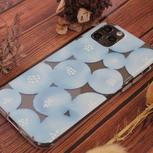 北欧 水彩の花 ソフトケース （クリア＆TPU 柔らか素材）iPhoneケース 透明 SE3 5枚目の画像
