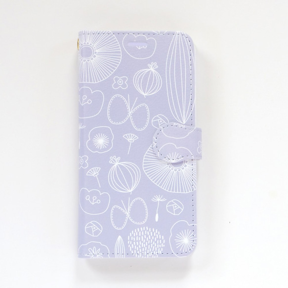 手帳型スマホケース iPhone 北欧 花柄 【ひだまりへようこそ】Android ちょうちょ 2枚目の画像