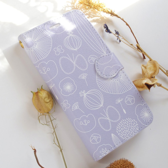 手帳型スマホケース iPhone 北欧 花柄 【ひだまりへようこそ】Android ちょうちょ 7枚目の画像