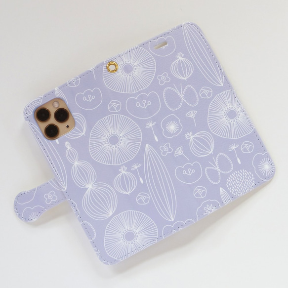 手帳型スマホケース iPhone 北欧 花柄 【ひだまりへようこそ】Android ちょうちょ 3枚目の画像