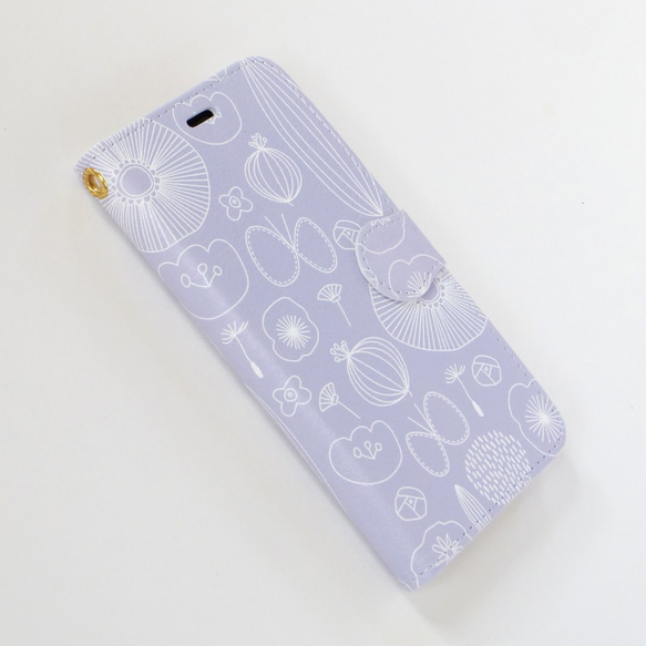 手帳型スマホケース iPhone 北欧 花柄 【ひだまりへようこそ】Android ちょうちょ 5枚目の画像