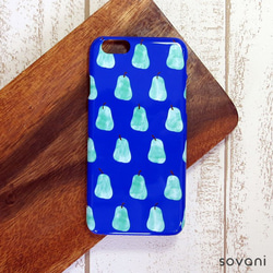 青の洋ナシ　スマホケース スマホカバー iPhone Galaxy Xperia aquos ブルー 4枚目の画像