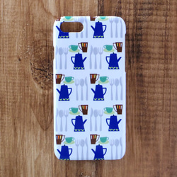 可愛い北欧 キッチン柄 スマホケース スマホカバー ポット カップ iPhone/Android 北欧柄 北欧風 1枚目の画像