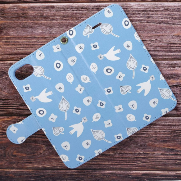 ナチュラルリーフ 北欧 手帳型スマホケース iPhone/Android バード 鳥 北欧風 北欧柄 5枚目の画像