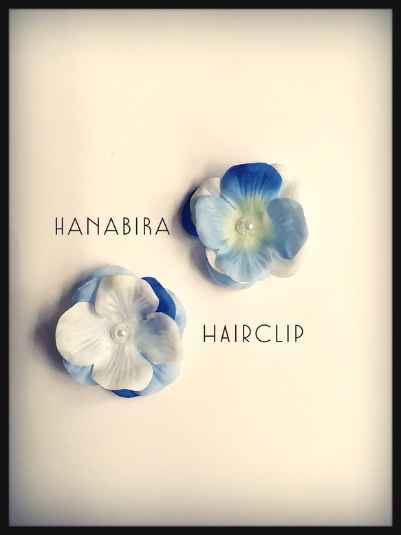 花びらのヘアクリップセット/blue 1枚目の画像