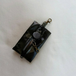カモフラ黒　ランドセル用リールキーケース　 2枚目の画像