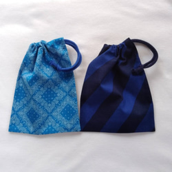 ブルー系　巾着　コップ袋　給食袋　2個セット 1枚目の画像