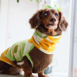 犬服 スタイリッシュなダックスちゃんのハイネックタンクトップ 豹柄