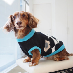 犬服 スタイリッシュなダックスちゃんのハイネックタンクトップ 豹柄