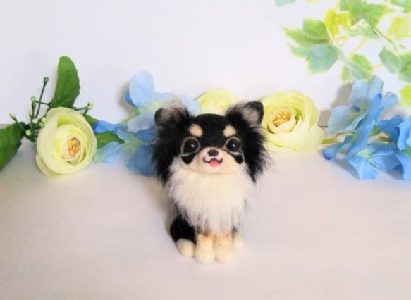 羊毛フェルト チワワ パピー（ブラック&タン） 羊毛フェルト チワワ ♪*ﾟブラックタン ぬいぐるみ 犬 ハンドメイド