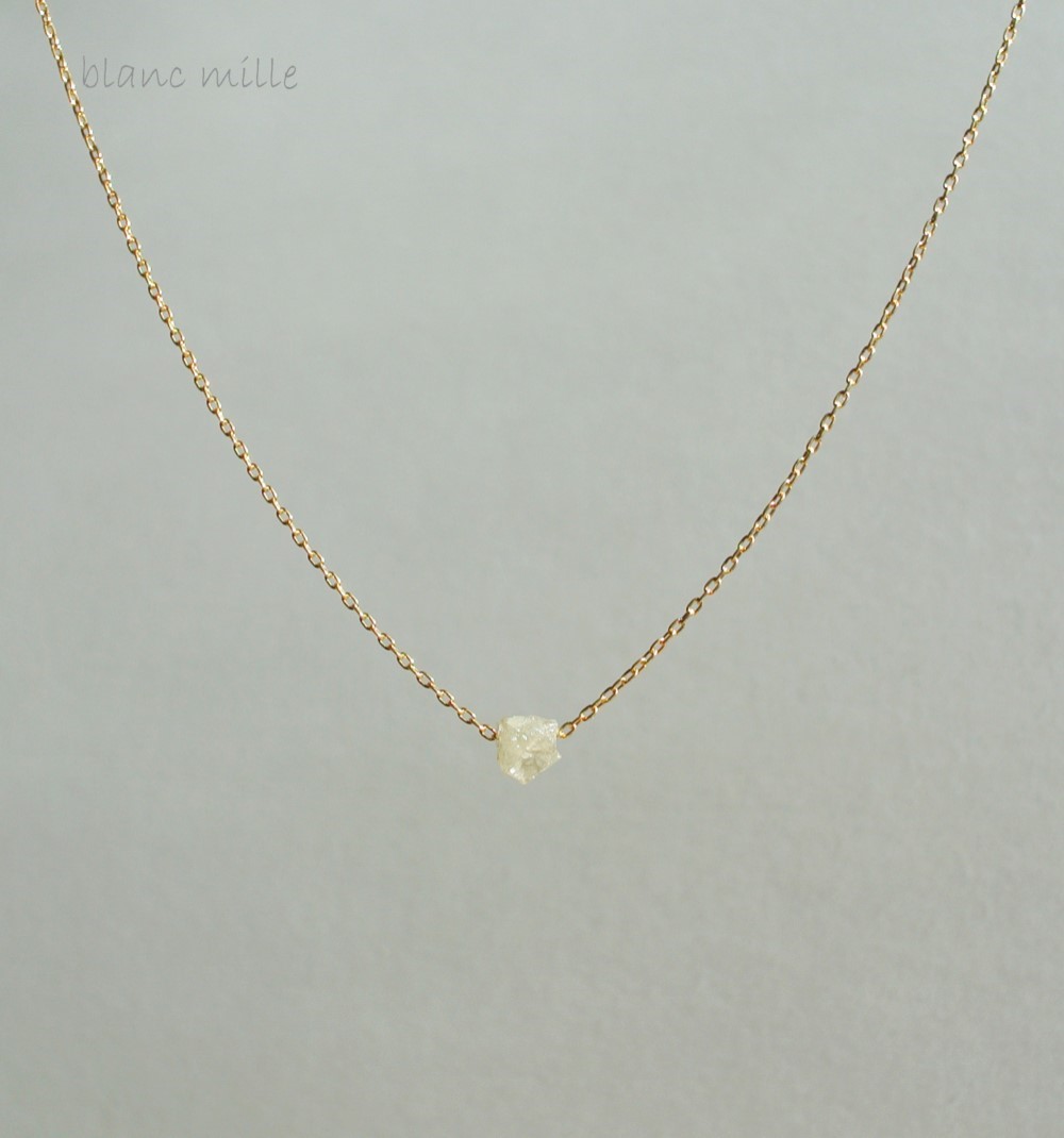 No.1642○*ダイヤモンド原石 シンプル18金ゴールドネックレス○*4月の誕生石ダイアモンド K18ペンダント