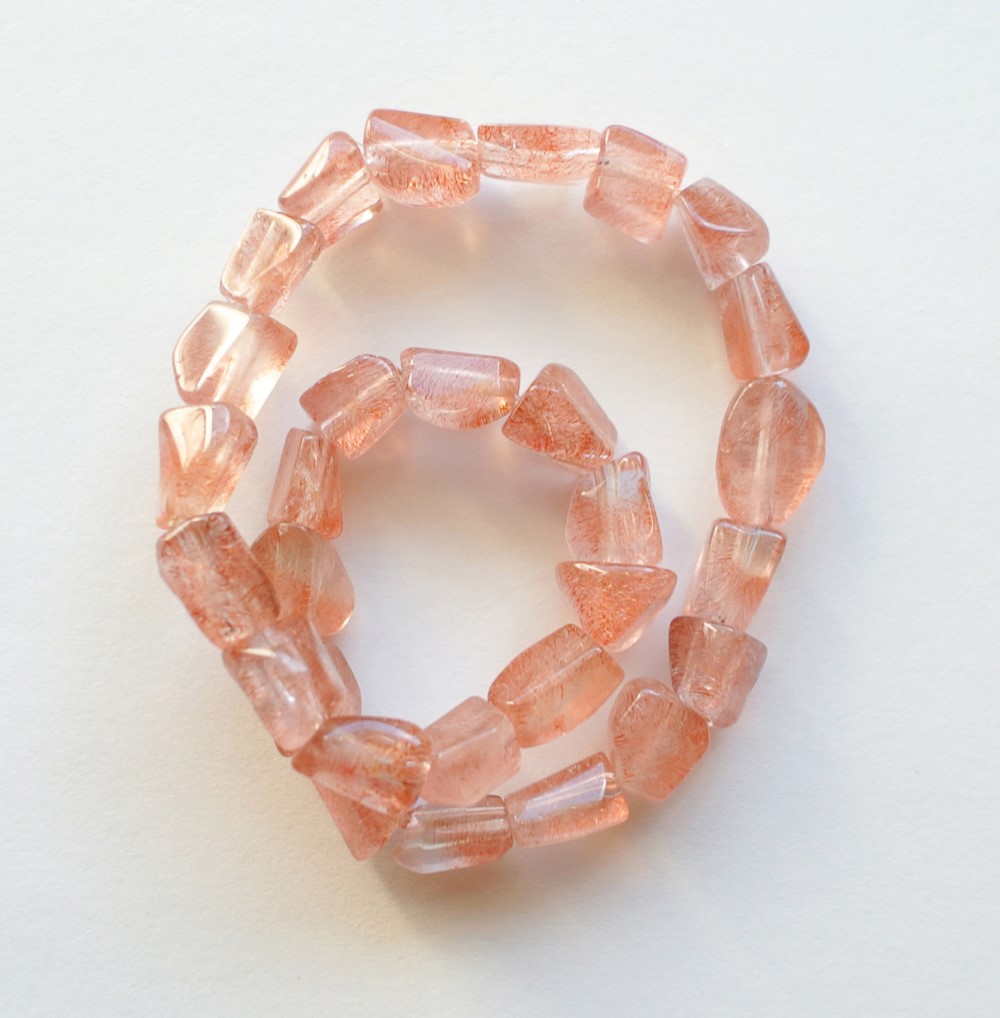 No.1659○*稀少石カザフスタン産ストロベリークォーツブレスレット○*いちご水晶 苺水晶 希少天然石 レアストーン