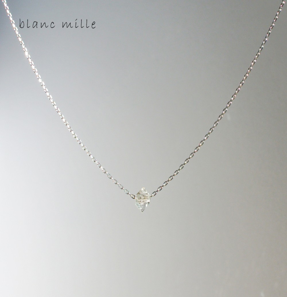 No.1678○*ハーキマーダイヤモンド 10金or18金シンプルネックレス○*ハーキマー水晶 10k 18kペンダント