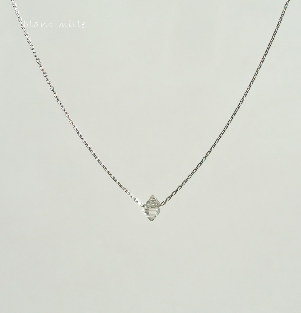 No.1682○*ハーキマーダイヤモンド 10金or18金シンプルネックレス○*ハーキマー水晶ペンダント10k 18k