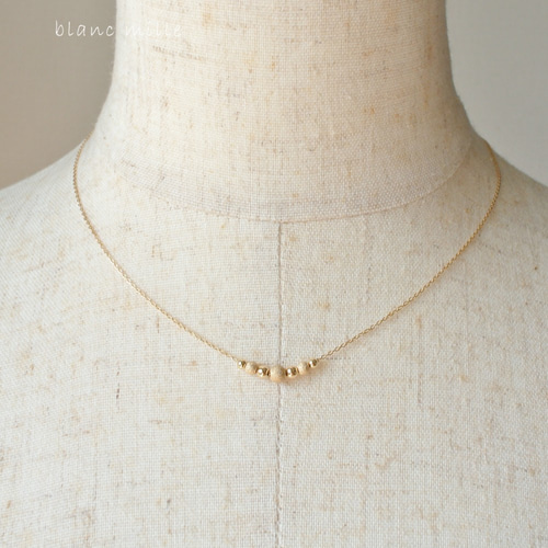 No.nb0.8-1741○*K18シンプルビーズネックレス○*18金ゴールドビーズ