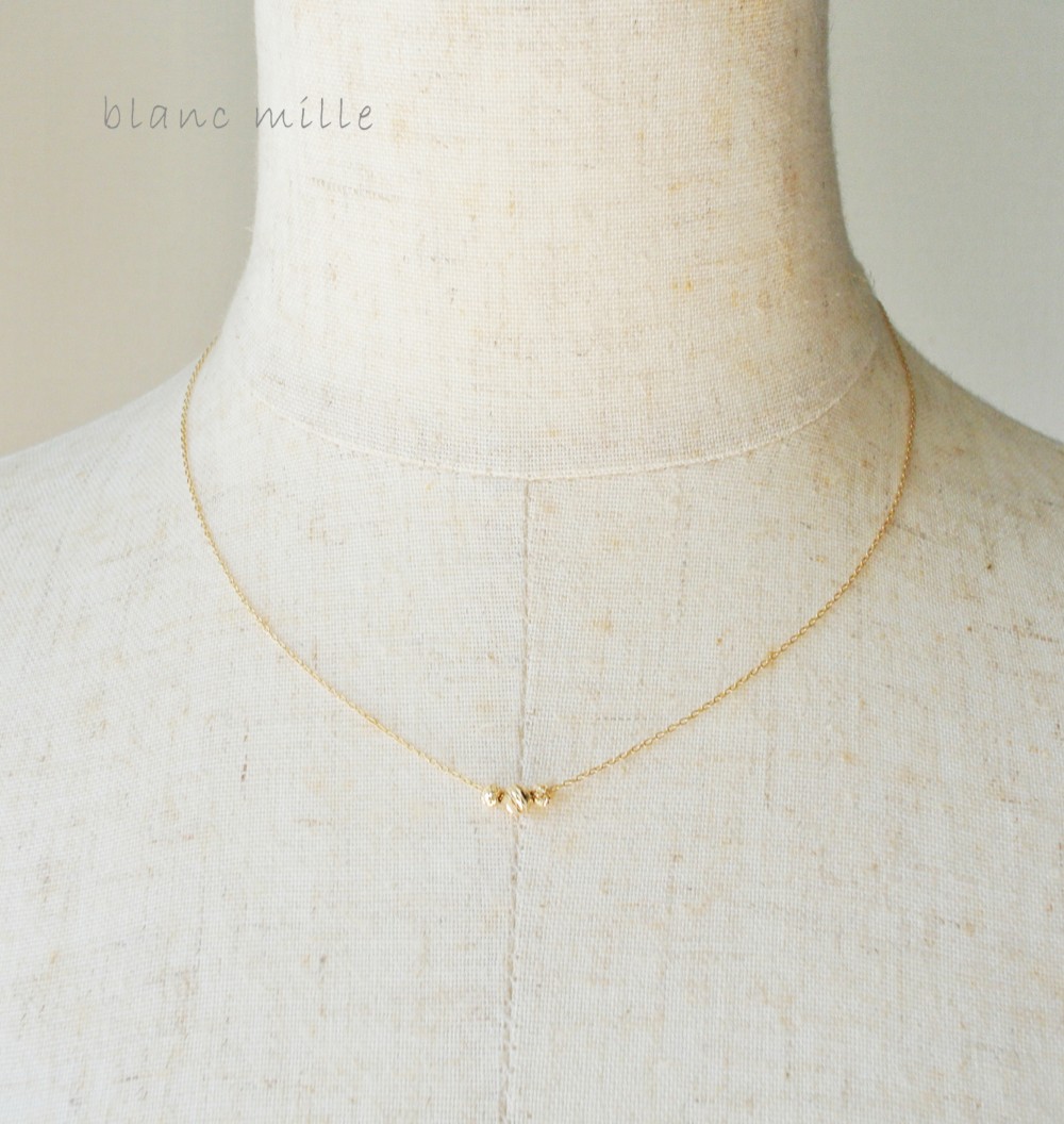 No.nb0.8-1743○*K18キラキラビーズネックレス○*18金ゴールドビーズアクセ 18k