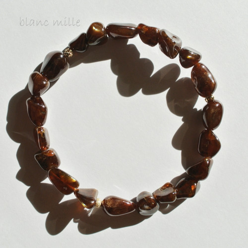 ラスト1点！希少！レア！14kgfミントガーネットブレスレット R✴︎H ♦︎14kgfグリーンアンバー・ミントガーネットブレスレット R