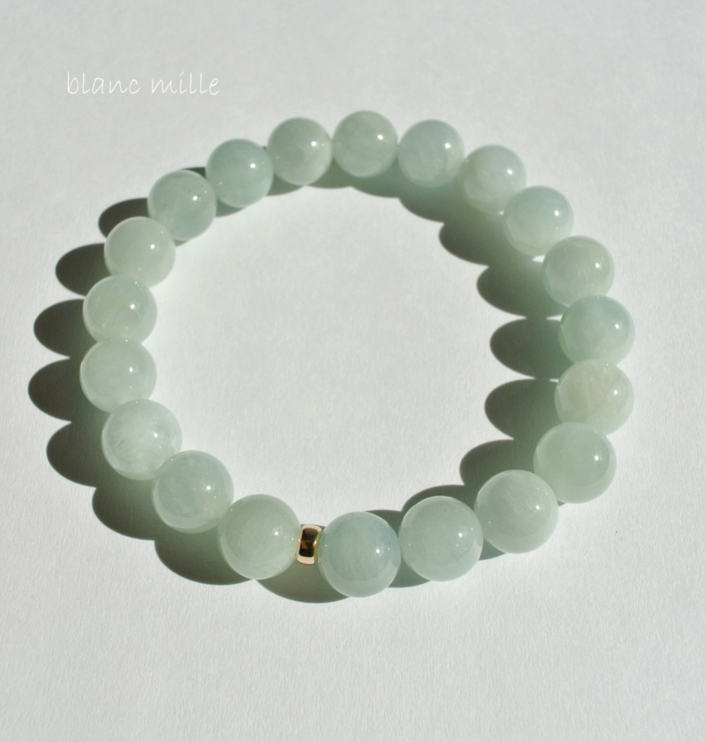 No.1750○*ヒマラヤ カンチェンジュンガ産　アクアマリン8mmシンプルブレスレット○*3月の誕生石　天然石