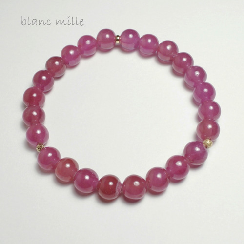 No.1756○*ピンクサファイア 7.5mm up ブレスレット○*天然石 