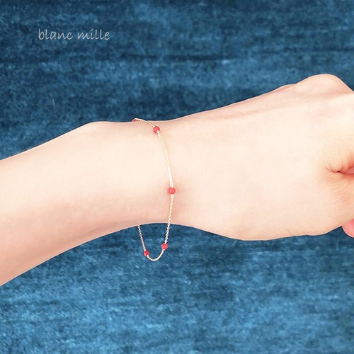 18k 珊瑚　ブレスレット　18金 No.1775○*天然本珊瑚 18金ステーションブレスレット○*天然赤