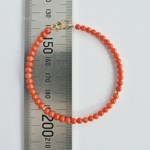 No.1778○*天然本珊瑚 18金ブレスレット○*天然赤珊瑚 レッドコーラル