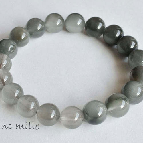 ブルー ルチルクォーツ＆ラビットヘアグレールチル 天然石ブレスレット