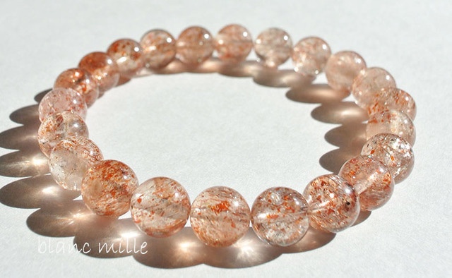 No.1067　クリアサンストーン8mm　シンプル天然石ブレスレット　オレンジ  アクセサリー