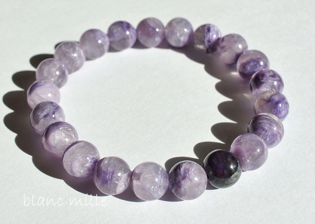 ブラックチャロアイト　2本セット ②天然石　11〜12mm