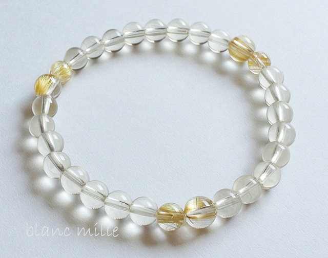 No.1026　ゴールドルチルクォーツ＆ゴールデンラブラドライト　シンプル天然石ブレスレット