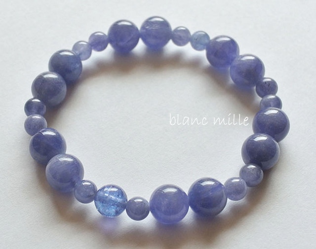 No.1001　タンザナイト  天然石ブレスレット　8mm 7mm 5mm　すみれ色　ブルーゾイサイトアクセサリー