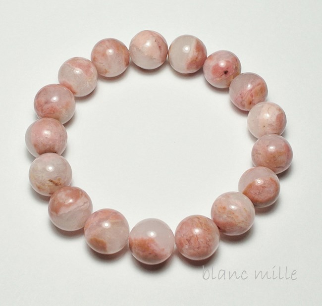 No.1204　ロードナイトシリカ 10mm up　シンプルブレスレット　ピンク　レア天然石アクセサリー